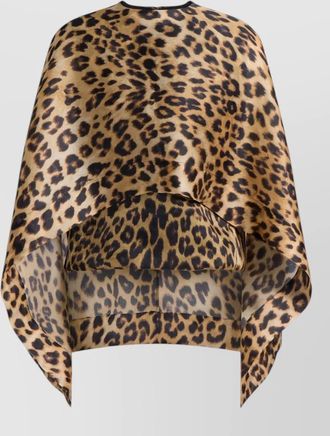 Alberta Ferretti triple organza long draped animal shirt