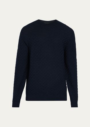Giorgio Armani Geometric Textured Virgin Wool Crewneck Sweater