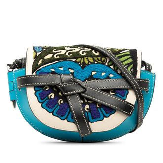 Loewe Pre-owned LOEWE William De Morgan Mini Embroidered Leather Floral Gate Crossbody Ladies TRWDWN3UD7ELJTJB