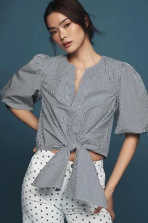 Maeve Short-Sleeve Tie-Front Blouse