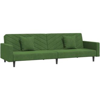 vidaXL Sof&aacute; Cama De 2 Plazas Con Dos Almohadas Terciopelo Verde Oscuro Vidaxl