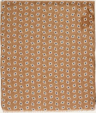 Cesare Attolini Mens Geometric Cotton and Cashmere Scarf