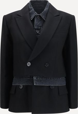 sacai Giacca in flanella di lana e denim Woman 2