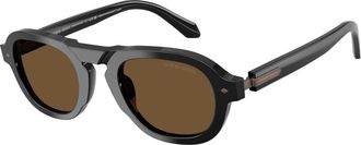 Giorgio Armani Ar 8244 Vierkante Zonnebril - Heren - Zonnebrillen - Zwart - 49 MM - Accessoires