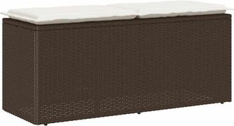 vidaXL Vidaxl - Banco De Jard&iacute;n Con Coj&iacute;n Rat&aacute;n Sint&eacute;tico Marr&oacute;n 110x40x44 Cm