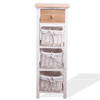 Mobili Rebecca Mobili Rebecca - Cajonera 1 Cajon 3 Cestas Madera Clara Mimbre Beige 85x31x27