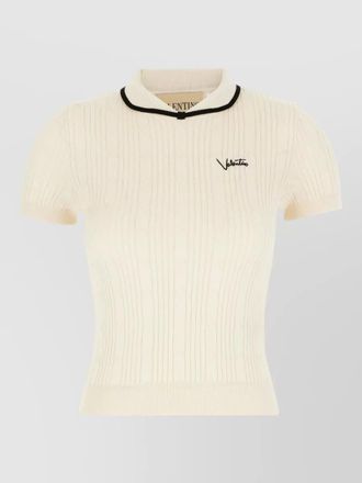 Valentino Garavani cotton blend polo shirt ribbed collar sleeves