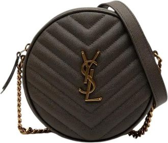 Saint Laurent Pre-owned Cross Body Bags, female, Gray, Size: ONE SIZE Pre-owned Quilted Crossbody Bag