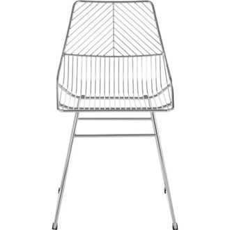 Premier Housewares Interioirs by Premier Small Chrome Metal Wire Chair, Sturdy Metal Chair for Kitchen, Outdoor Tapered Metal Chair for Patio, Lawn