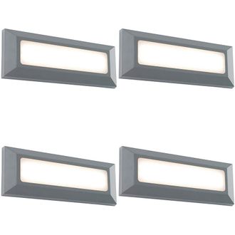 Loops 4 PACK Outdoor IP65 Pathway Guide Light - Direct 3W Warm White LED - Gray ABS