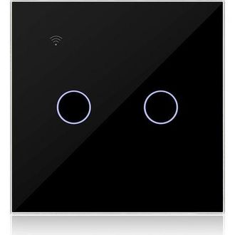 OEM Interruptor Inteligente Wifi De 2 V&iacute;as Y 1 Canal, Color Negro, Compatible Con Alexa. Interruptor T&aacute;ctil De Pared Wifi De Doble Canal Controlado Por La