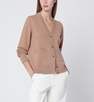 Maison Kitsuné Light Brown Wool Cardigan