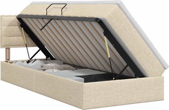 vidaXL Cama Con Almacenamiento Y Colch&oacute;n Crema 100 X 200 Cm Terciopelo Vidaxl