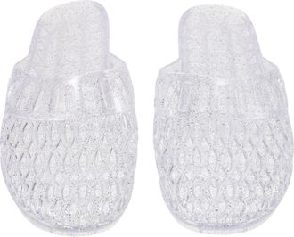 Frcolor Womens Hollow Crystal Slide Sandals, Non-slip Jelly Flats, Lightweight Summer Indoor Outdoor Slippers Size 39