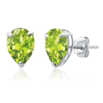 MAX + STONE 14k Yellow or White Gold Teardrop 8mm Gemstone Pear Shape Stud Earrings