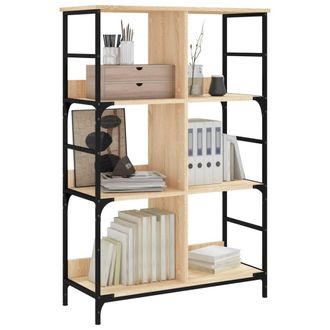 Berkfield Home Decorative Bookshelf Sonoma Oak 78.5x33x117.5 cm Engineered Wood in Tan