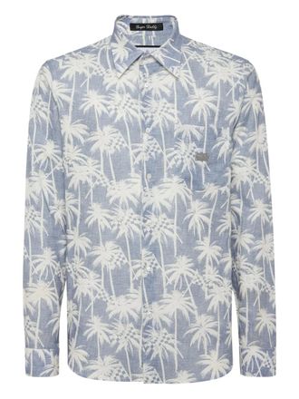 Philipp Plein Sugar Daddy shirt - men - Linen/Flax - M - Blue