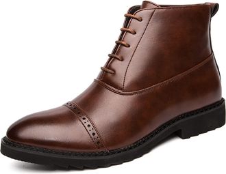 Generic LMLTOP New Mens Ankle Boots Resistant Non Slip Oxford Cap Toe Cowhide Leather Stylish Dress (Color : Red, Size : 8 UK)