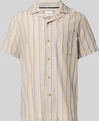 Pepe Jeans London Regular Fit Freizeithemd Baumwoll-Leinen-Mix Modell ALTEA in Beige, Größe XXL
