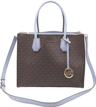 Michael Kors Mercer Large Logo Accordion Tote Bag in Brown Coated Canvas