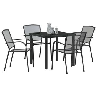 Berkfield Home Modern 5 Piece Garden Dining Set Anthracite Steel in Charcoal