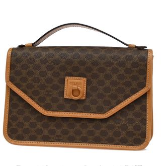 Celine Vintage Macadam Handbag Canvas And Leather Brown Canvas Handbag (Pre-Owned)