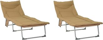 vidaXL Tumbona Plegable Con Coj&iacute;n 2 Uds. Beige Vidaxl