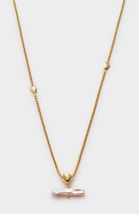 Katie Loxton Sol Pearl T-Bar Necklace in Gold Coated at Nordstrom, Size 18