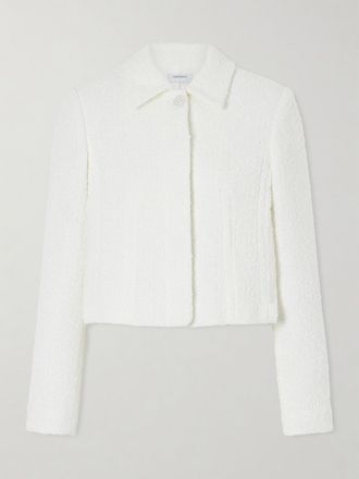 Another Tomorrow Giacca Cropped In Tweed Di Cotone Boucl&eacute; - Bianco