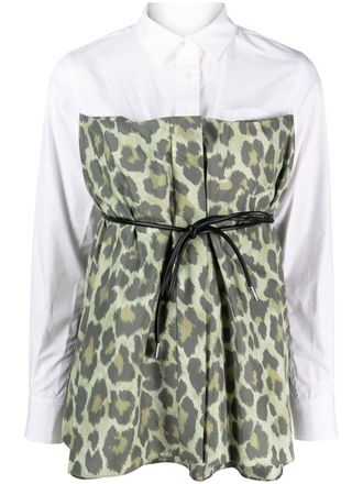 sacai leopard-print long-sleeve shirt - Green