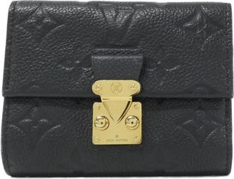 Louis Vuitton Black Leather Wallet (Tri-Fold) (Pre-Owned)