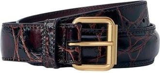 Dries Van Noten Leren riem met reli&euml;f - Dames - Riemen - Rood - 95 CM - Leer - Accessoires
