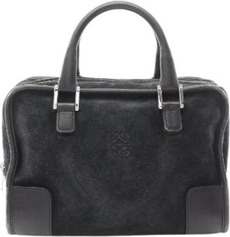 Loewe Pre-owned Handbags, female, Black, Size: ONE SIZE Pre-owned Amazona 28 Suede Leather Handbag