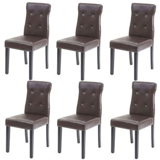 Hhg Hhg - Juego De 6 Sillas De Comedor 984, Silla De Comedor, Polipiel Marr&oacute;n, Patas Oscuras