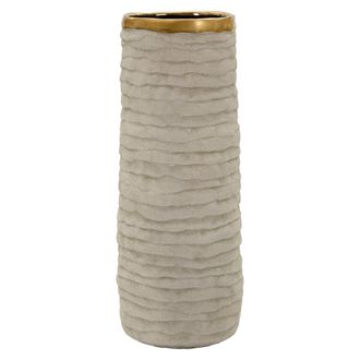 Dmora Vase Fasezaha, Finition Naturelle, Beige, Structure Couleur Or