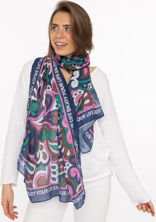 Zwillingsherz Schal ZWILLINGSHERZ Flower Paisley, Damen, gr&uuml;n, Web, Obermaterial: 100% Polyester, Modet&uuml;cher Schal, farbenfroh, transparent, mit Schriftzug