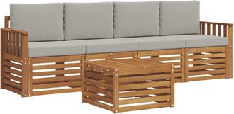 vidaXL Conjunto De Sof&aacute;s De Exterior 5 Uds. Natural Y Gris Claro Vidaxl