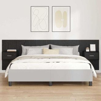 vidaXL vidaXL Testata con Comodino 3 pcs Rovere Nero Legno multistrato