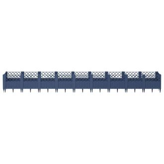 Berkfield Home Beautiful Garden Planter with Pegs Blue Grey 363.5x43.5x43.5 cm PP in Dark Grey