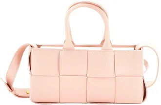Bottega Veneta Beige Maxi Intrecciato Sheep Leather Arco Top Handle Shoulder Bag East West (Authentic Pre-Loved)
