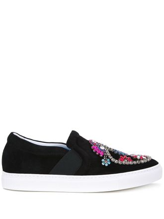 Lanvin embellished slip-on sneakers - women - Goat Skin - 35 - Black
