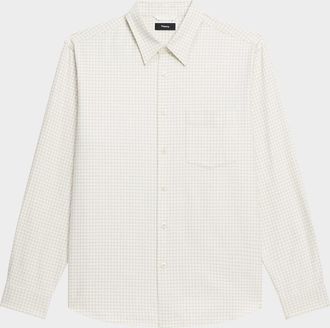 Theory Mens Weekend Cotton Check Button-Down Shirt