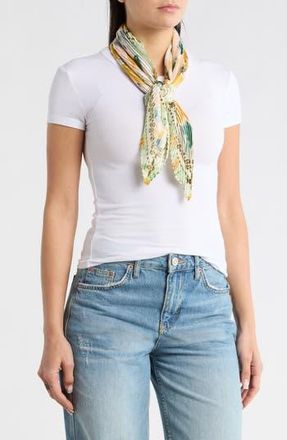 Nordstrom Rack Pleated Satin Scarf in Yellow- Ivory Floral at Nordstrom Rack