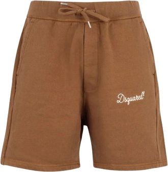 Dsquared2 Korte Broeken, Heren, Bruin, S, Katoen, Sculptural Sweatshort