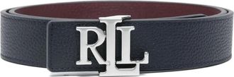 Lauren Ralph Lauren Cintura in pelle con placca logo - Blu