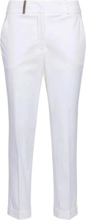 PESERICO Cropped Turn-Up Trousers - female - Peserico - Cropped Trousers - White - XL - Trousers