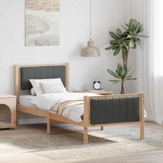 vidaXL Bed frame Brown and dark grey 75 x 190 cm Solid pine wood vidaXL