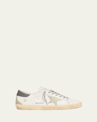 Golden Goose Mens Super-Star Leather and Suede Low-Top Sneakers