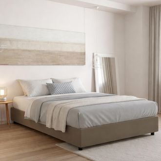 Dmora Cama Matrimonial Dabadak, Cama Contenedor Con Tapizado En Ecopiel, 100% Made In Italy, Apertura Frontal, Con Colch&oacute;n Cm 140x200 Incluido, T&oacute;rtola - Dm