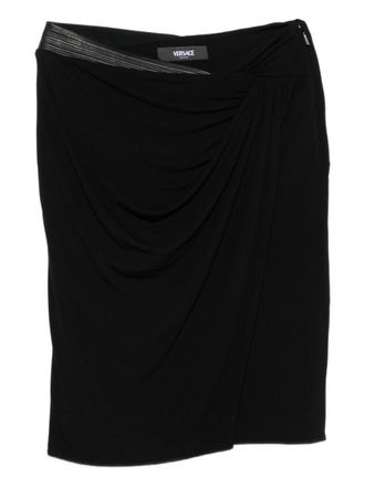 Versace Asymmetrical Draped Black Jersey Skirt
